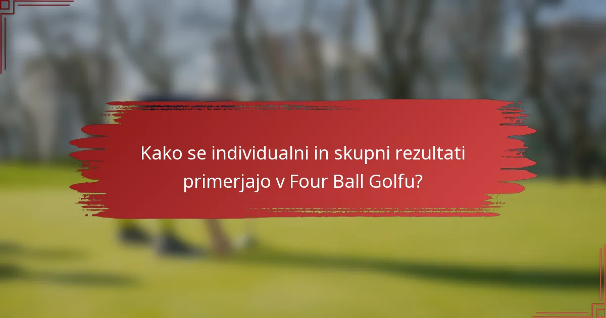 Kako se individualni in skupni rezultati primerjajo v Four Ball Golfu?