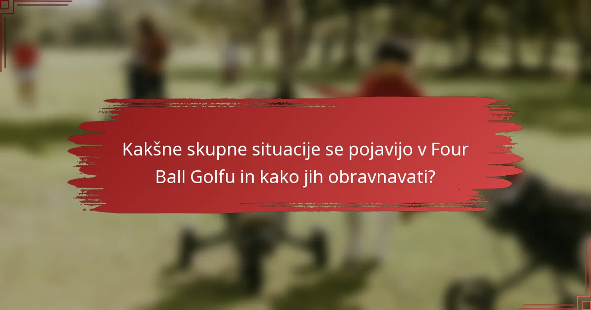 Kakšne skupne situacije se pojavijo v Four Ball Golfu in kako jih obravnavati?