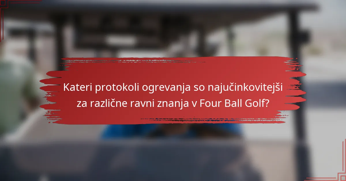 Kateri protokoli ogrevanja so najučinkovitejši za različne ravni znanja v Four Ball Golf?